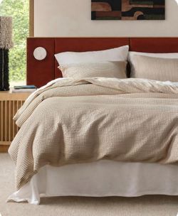 Bedsure Cotton Duvet Cover King - 100% Cotton Waffle Weave Khaki Duvet Cover King Size, PureWoven Breathable Tan Bedding Set for All Season, 3 Pieces,