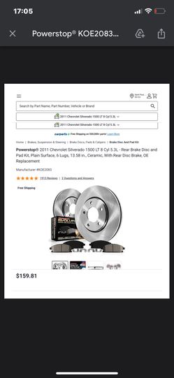 Chevy Silverado rear Rotors And Pads X2