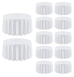 Restful Glow 12 Pack White Round Tablecloth 120 Inch for 48"-96"