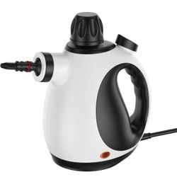 🔥Brand new🔥 Handheld Steam Cleaner, Pressurized Steam Cleaner with 9pcs Accessories & Safety Lock (350ml White) 363-jiazi
