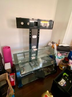 Double shelf tv stand mount unit