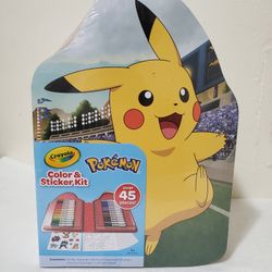 Crayola Pokémon Color & Sticker Kit – 45‑Piece Set w/ Markers, Pages & Stickers
