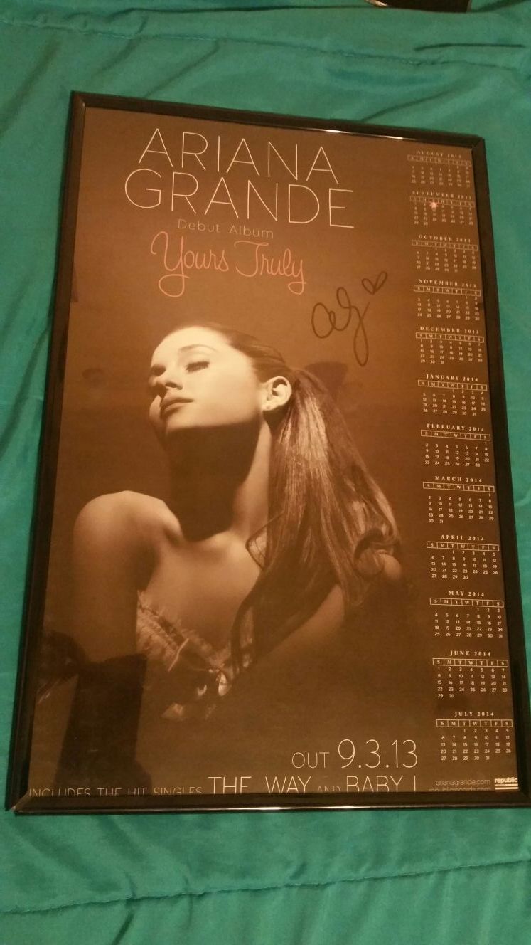 Ariana Grande signed poster