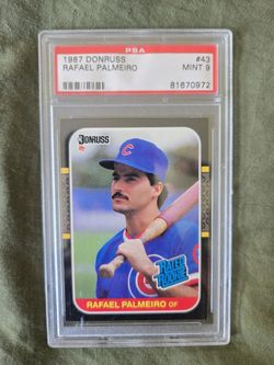 RAFAEL PALMEIRO 1987 Donruss #43 PSA Graded Card MINT 9 MLB Chicago Cubs 