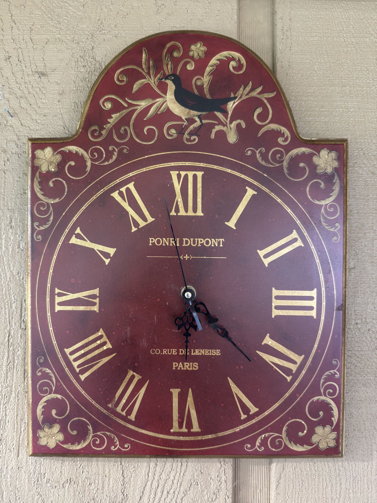 Decorative Art - wall clock Red with Gold details Parisian $25obo
