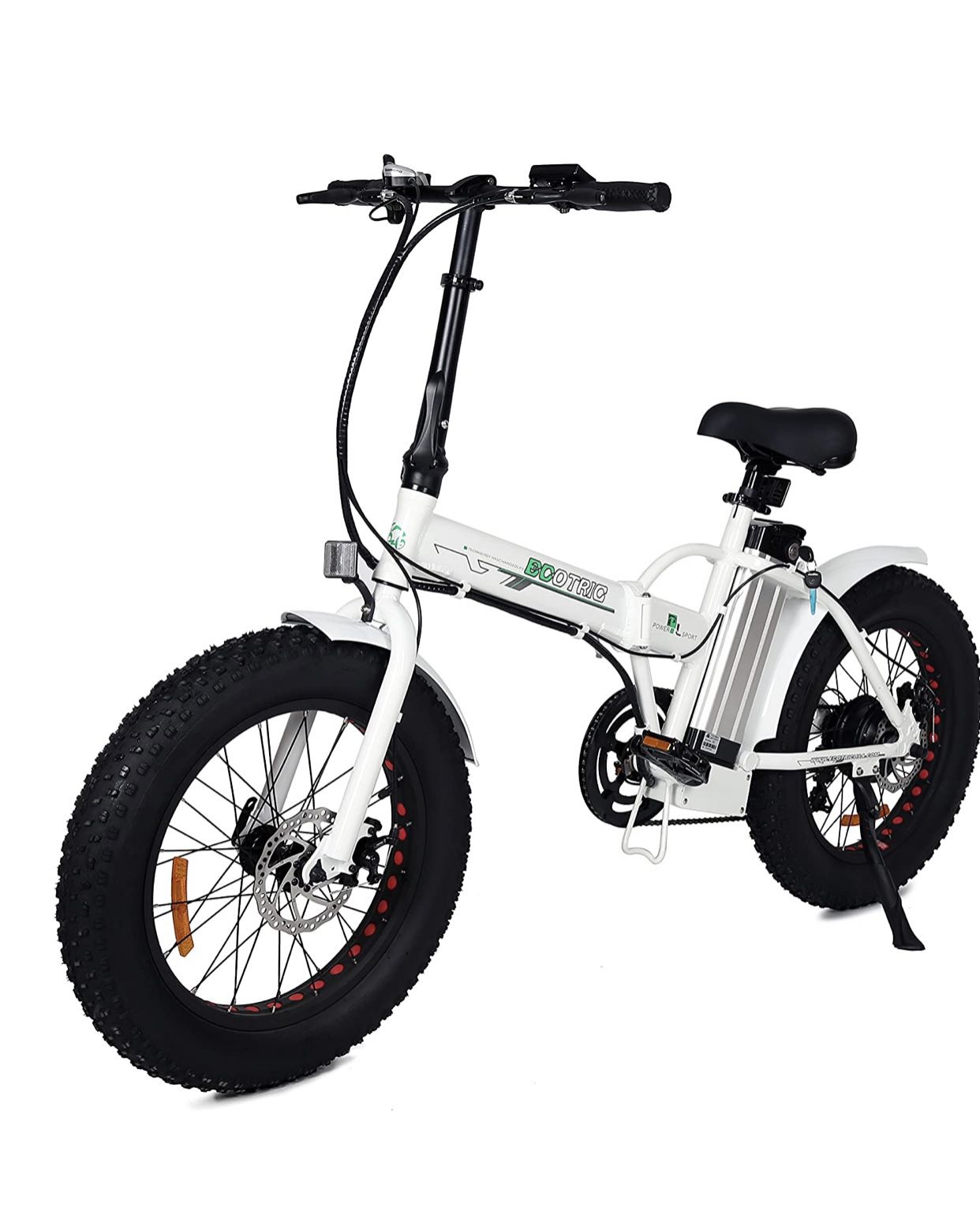 ECOTRIC Fat Tire Folding Electric Bike Beach Snow Bicycle 20" Ebike Color White