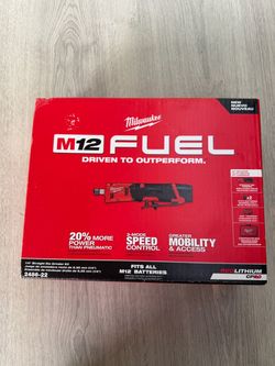 M12 FUEL 12V Lithium-Ion Brushless Cordless 1/4 in. Straight Die Grinder Kit & Two 2.0 Ah Batteries