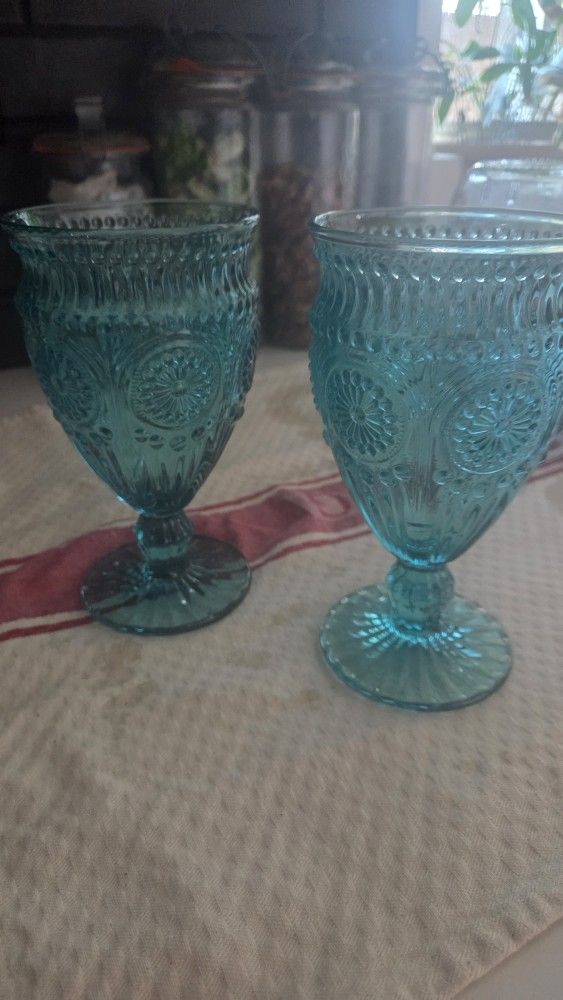 Turquoise Vintage Glasses Set Of 2