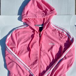 Women's Adidas Pink Long Sleeve Hooded Jacket Size XL
