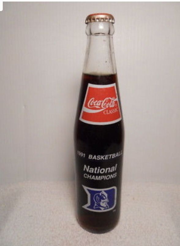 1991 Duke NCAA Championship Coca Cola Bottle