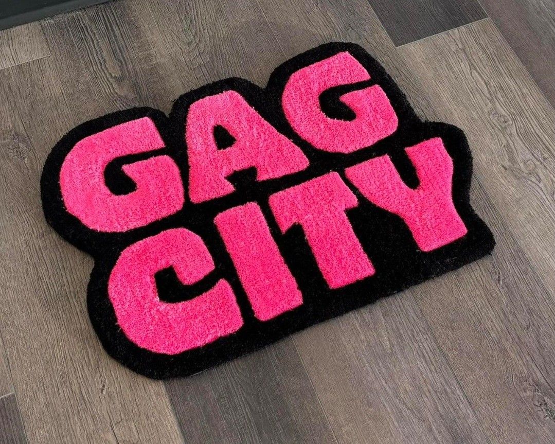 Custom Handmade GAG CITY Rap Hip Hop Nicki Minaj Home Room Decor Floor Mat Tufted Carpet Pink Girls Collectibles