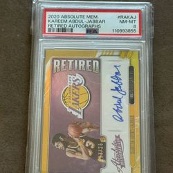 Absolute Retired Auto Kareem Abdul Jabbar Psa 8 13/25