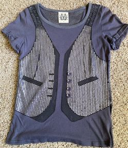 Women’s Embellished Faux Vest Top Purple Gray Y2K Size Large