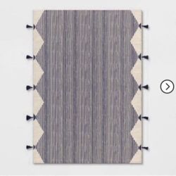 5ft X 7ft Linear Global Stripe Outdoor Rug Navy/Ivory - Project 62™ Carpet