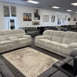 2 Pc Alloy Plush Sofa & Loveseat Reclining Set- EZ $10 Down Payment Options Available 