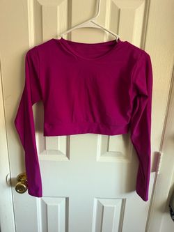 Magenta Two-Piece Long Sleeve Crop Top and Shorts Set