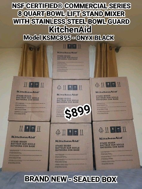 NSF CERTIFIED® COMMERCIAL SERIES 8 QUART BOWL-LIFT STAND MIXER WITH STAINLESS STEEL BOWL GUARD KitchenAid Model KSMC895 - ONYX BLACK