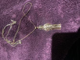 Gold-Tone Religious Figure Pendant Necklace