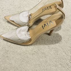 Clear Pointed Toe Heels (Size 9.5)