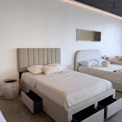 Modern Platform Bed — Storage Drawers (No Box Spring/Full / Queen 