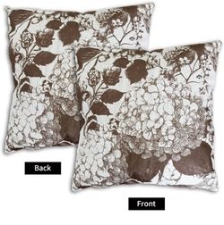 New Set of 2 Linen Floral Pillow Covers, Hydrangea Pattern Throw Pillow, Boho Vintage Farmhouse Decor (Dark Brown, 18''X18'')
