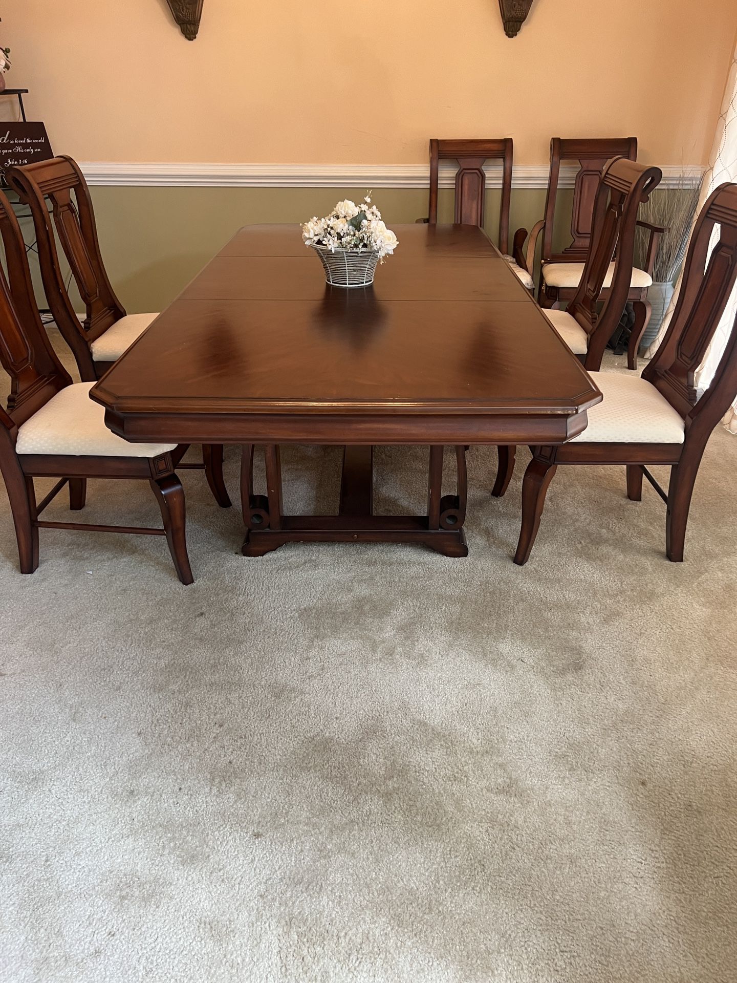 Dinning Room Table  and  Sideboard (without Chairs)  Dinning table measures 60” X 42” maybe extended to 84” X 42” height 30” The side table measure 75