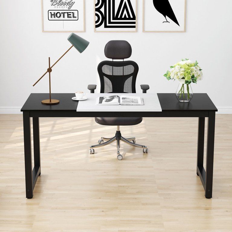 New 55 inch Large Office Desk , Black And White