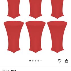 uxcell 6pcs Round Cocktail Tablecloth 32" × 43", Highboy Spandex Stretch Cocktail Table Cover, Fitted High Top Table for Bar Wedding Party, (Red)