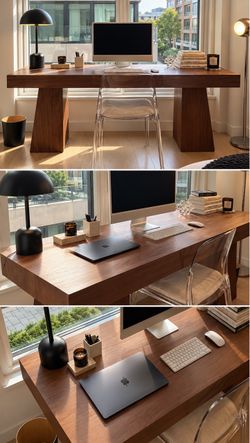 CB2 Ridge 66” Wood Desk with Drawer