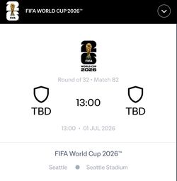 2 tickets. Match 82. Knockout Round