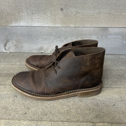 Clarks Men's Bushacre 2 Chukka Boots Brown Leather Size 9.5 M Casual Lace Up