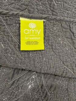 Amy Butler for Welspun Gray Embroidered Paisley Bed Cover/Quilt