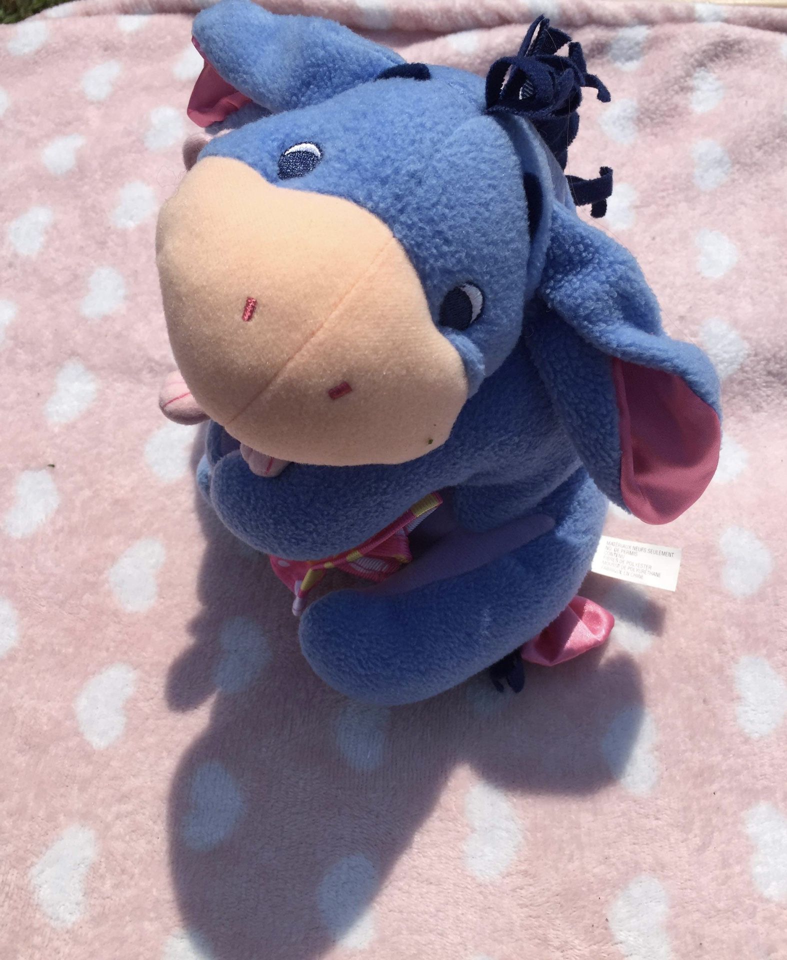 Disney Eeyore Plush Baby Rattle Fisher Price Pooh Stuffed Lovey Blue Pink Bunny
