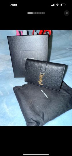 Saint Laurent Bi-fold Card Holder Wallet Case Flap Purse Compact YSL Cassandra 