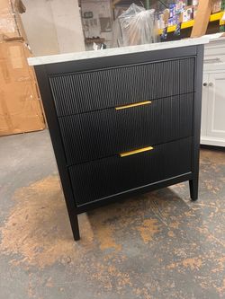 New Emma 30 in. Single Sink Freestanding Fluted Bathroom Vanity in Black with Arabescato Engineered Stone Top
