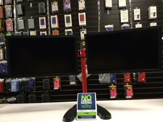 Dual Red Monitor Stand with 2x Monitors Combo - $150