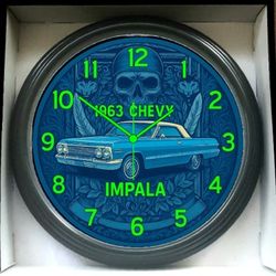 1963 Chevy Impala Chevrolet SS Glow In The Dark Wall Clock New!