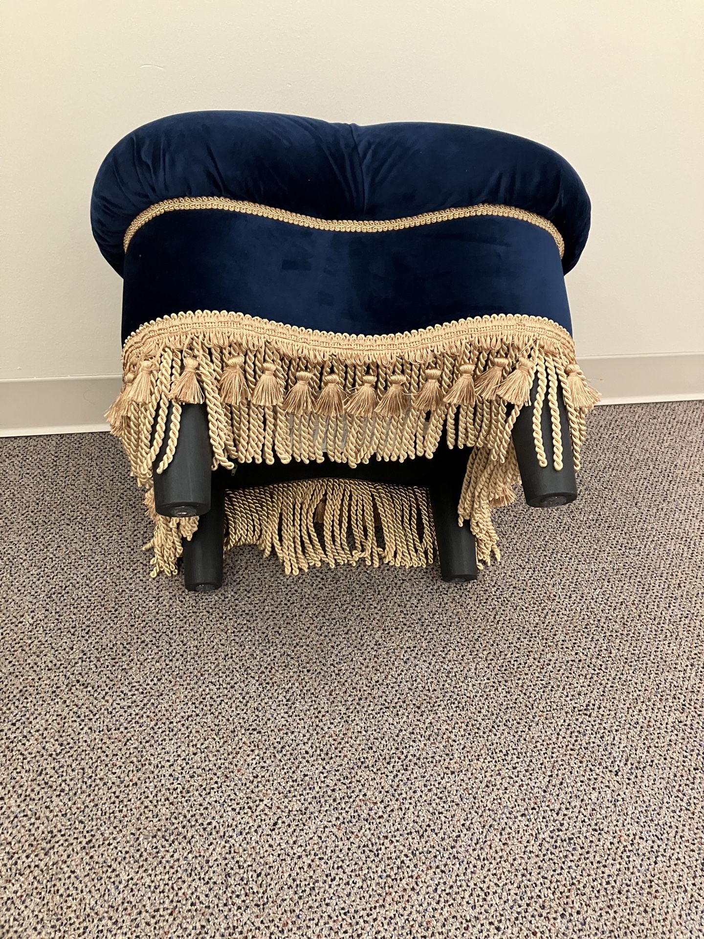 Blue Velvet Ottoman