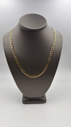 14KT YELLOW GOLD 24” DIAMOND CUT CURB LINK CHAIN 27.8GR