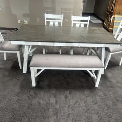 Farmhouse Gray Large Table Set 