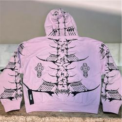 Civil Regime Pink Embroidered Zip Up Hoodie - Size M