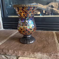 Large Glass Mosaic Candle Holder