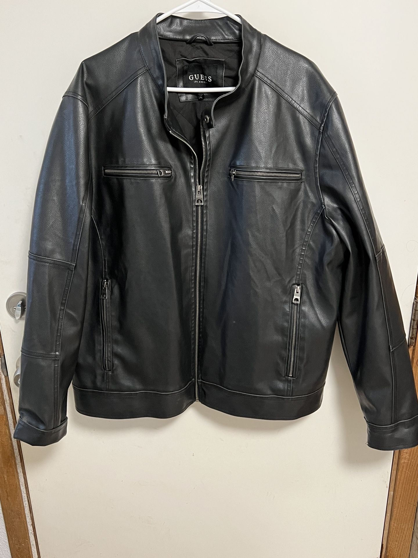 Guess Men’s Leather Coat Jacket