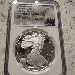 2022 Silver Eagle - PF70 Graded - 1oz Silver 