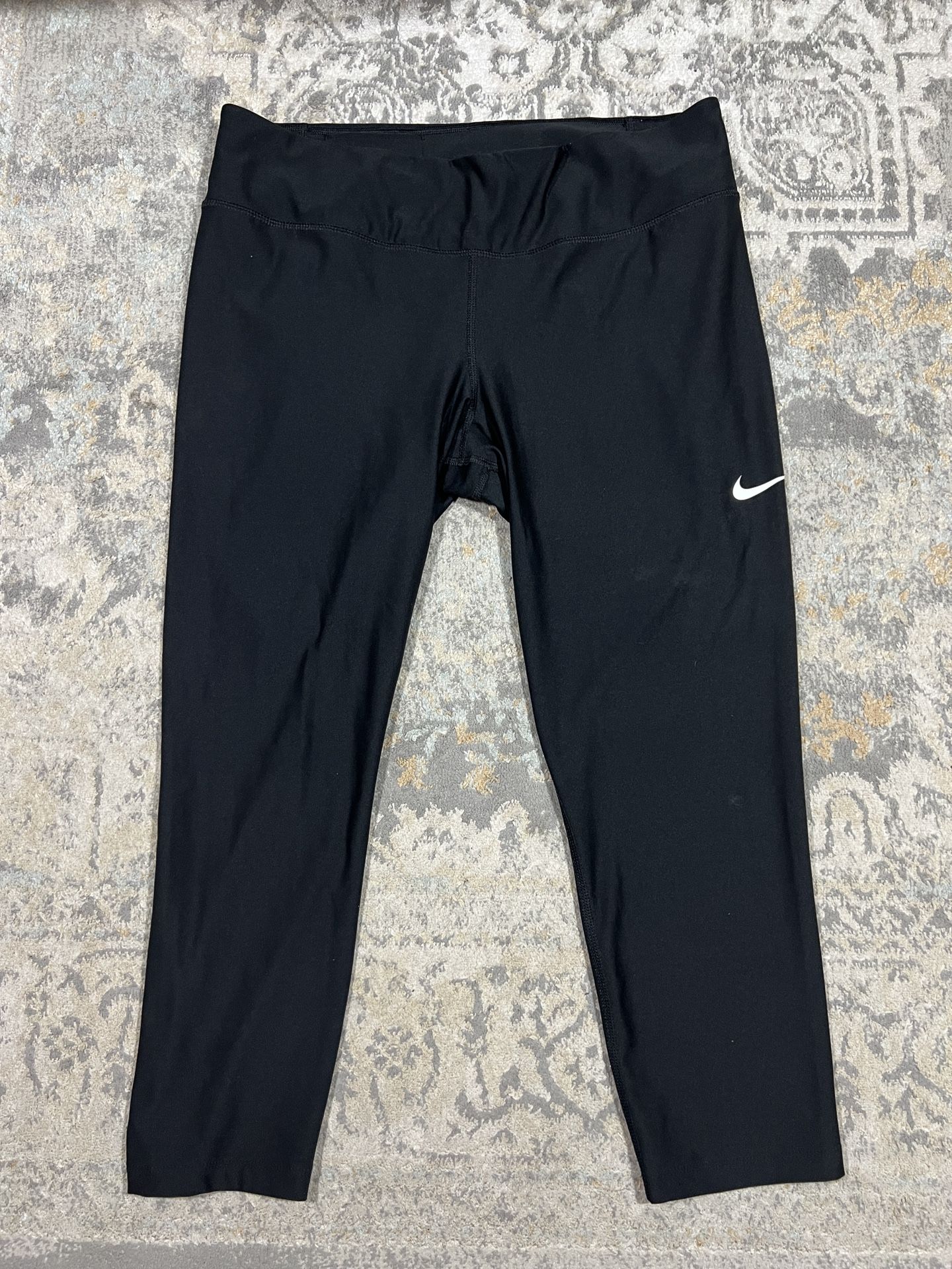 Nike Crop Tights Womens Size XL Black Power VICTORY Yoga Gym 933807-010 Dri Fit