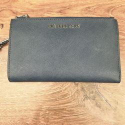Michael Kors Navy Leather Wristlet Wallet Phone Clutch