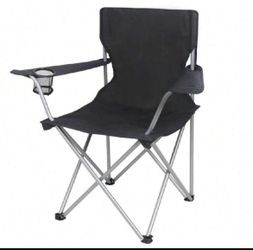 Trail Quad Folding Camp Chair With Cup Holder, Black