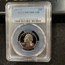 1997 S Gem Proof PERFECT GRADED Washington Quarter Graded At PR70 R-16