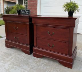 (2) Beautiful Dark Brown 3-Drawer Large Night Stands