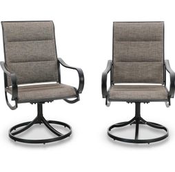 Outdoor Patio Swivel Rocking Chairs Set of 2 – Padded High Back Chairs